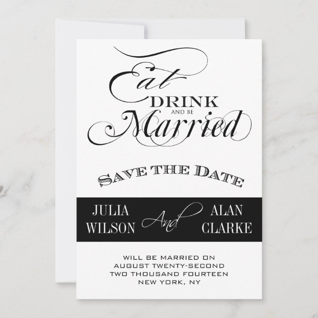 Eat, Drink and Be Married Save the Date Cards (Front)