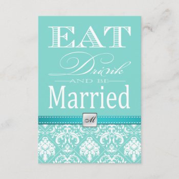 Eat Drink And Be Married - Teal Blue Rsvp Card by weddingsNthings at Zazzle