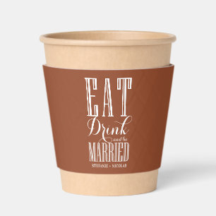Eat, Drink and be Married Terracotta Wedding Coffee Cup Sleeve