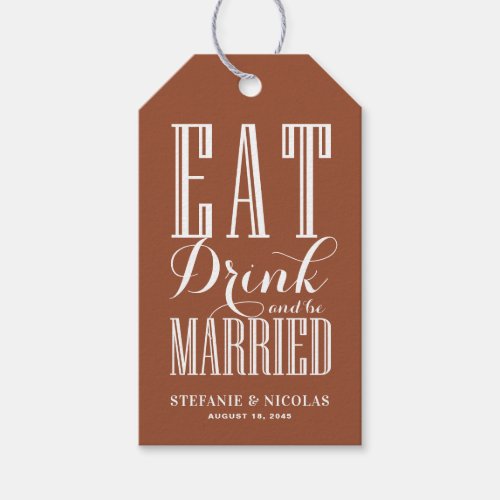 Eat Drink and Be Married Terracotta Wedding Gift Tags