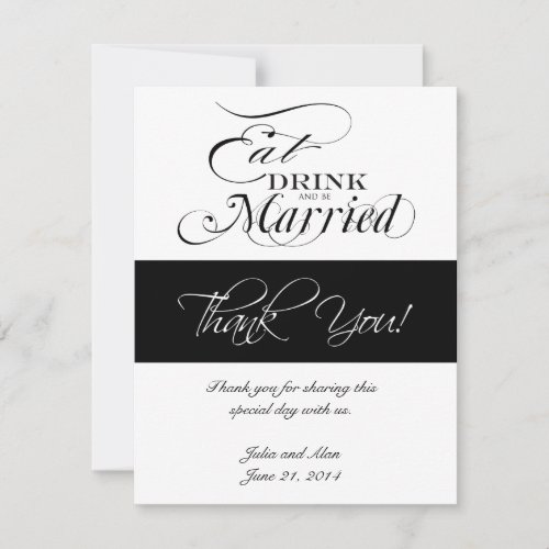 Eat, Drink, and Be Married Thank You Cards Announcement