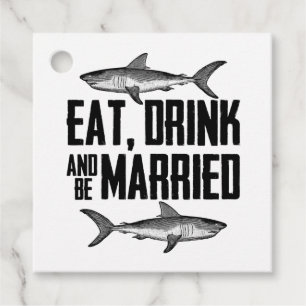 Eat, Drink and be Married Vintage Shark Wedding Favor Tags