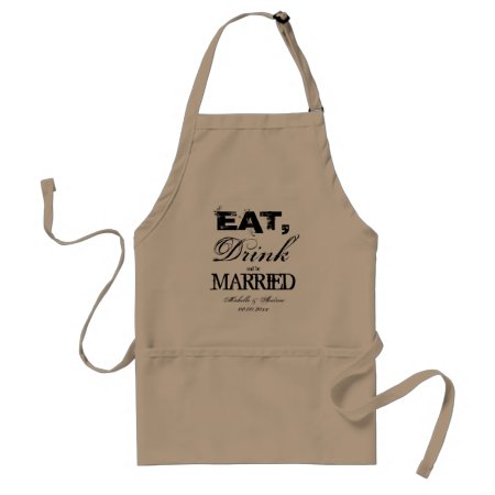 Eat Drink And Be Married Vintage Wedding Bbq Apron