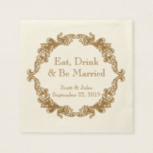 Eat, Drink and Be Married Vintage Wedding Napkins