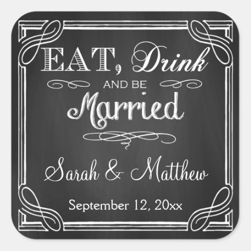 Eat Drink and be Married Wedding Favor Stickers