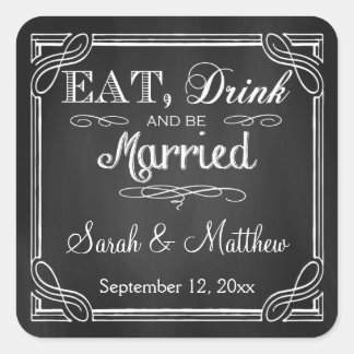 Eat Drink and be Married Wedding Favor Stickers