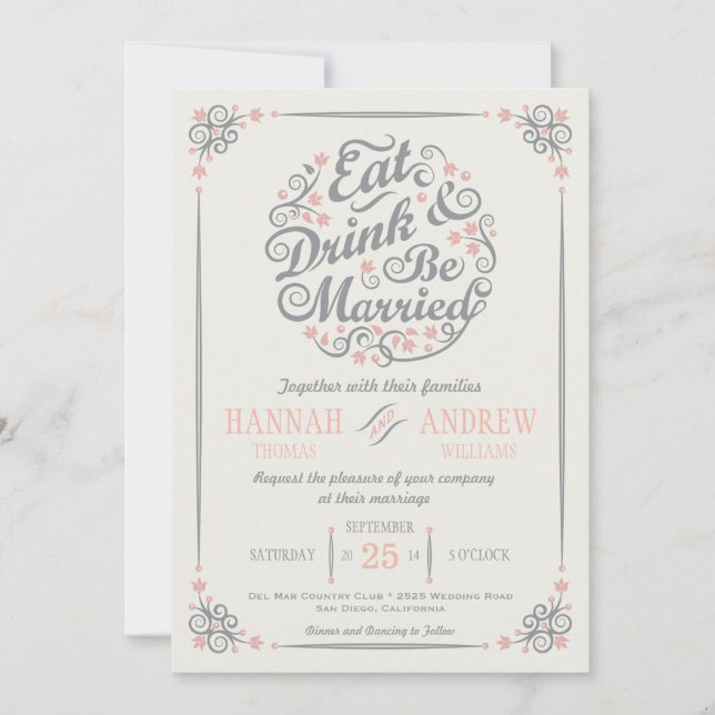 Eat Drink and Be Married Wedding Invitation (Front)