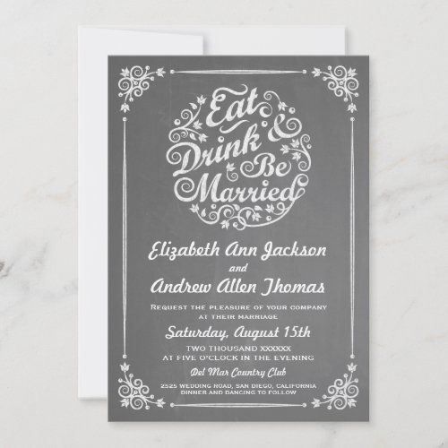 Eat Drink and Be Married Wedding Invitation
