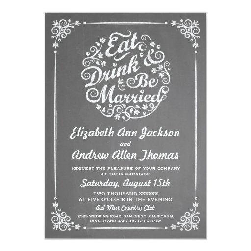 Eat Drink And Be Married Invitation Template 2