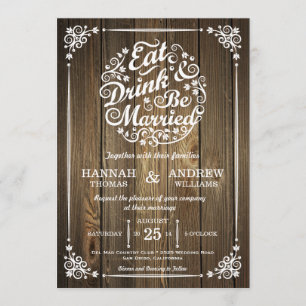 Eat Drink and Be Married Wedding Invitation