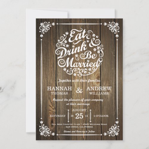 Eat Drink and Be Married Wedding Invitation