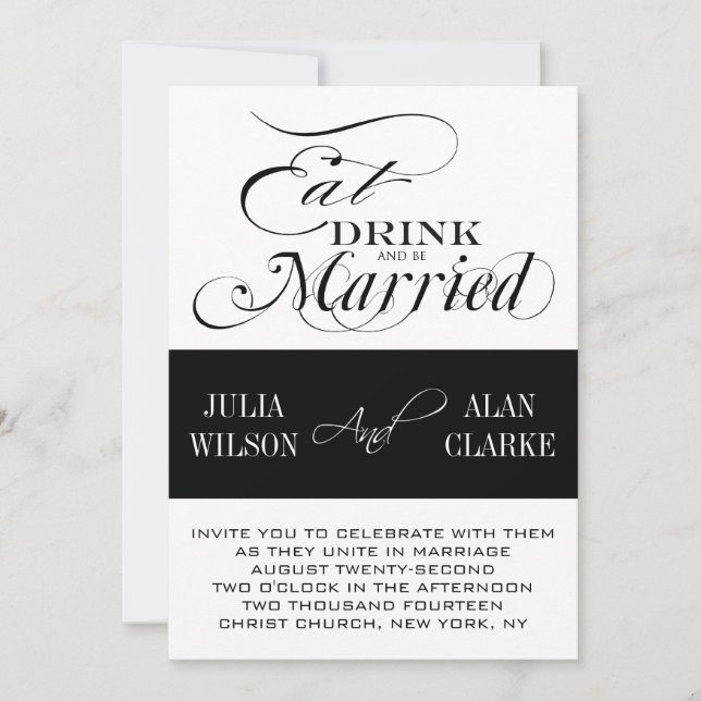 Eat, Drink and Be Married Wedding Invitations (Front)