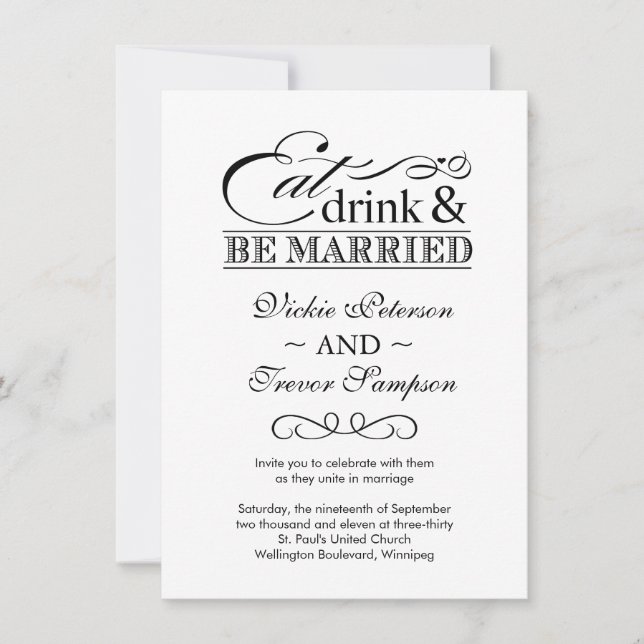 Eat Drink and Be Married Wedding Invitations (Front)