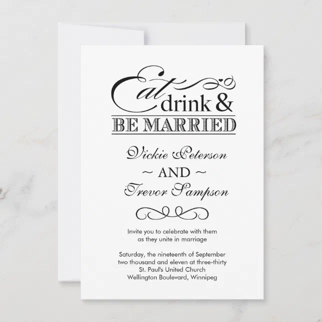 Eat Drink and Be Married Wedding Invitations Zazzle