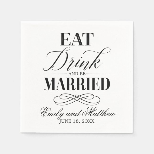 Eat Drink and Be Married | Wedding Napkins (Front)