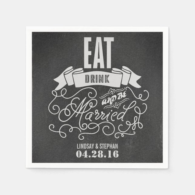 eat drink and be married wedding paper napkins (Front)
