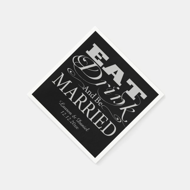 Eat Drink And Be Married Wedding Paper Napkins (Corner)