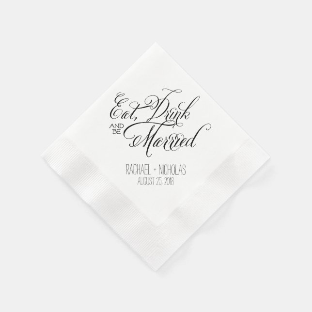 Eat Drink and Be Married | Wedding Paper Napkins (Corner)