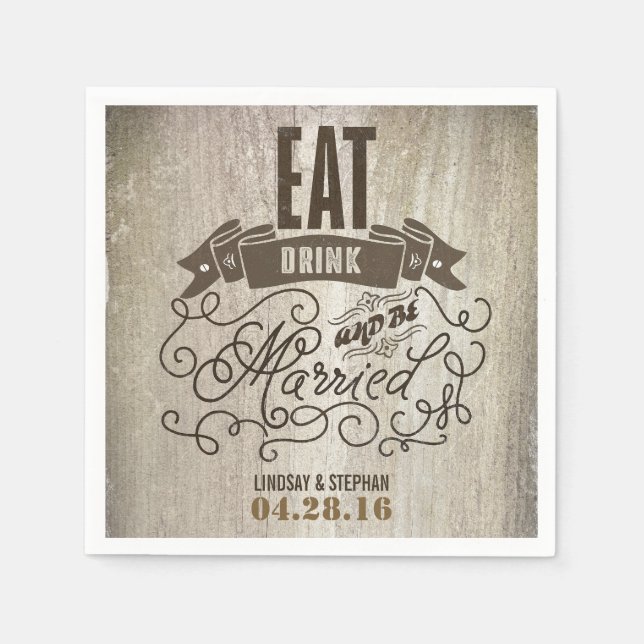 eat drink and be married wedding paper napkins (Front)