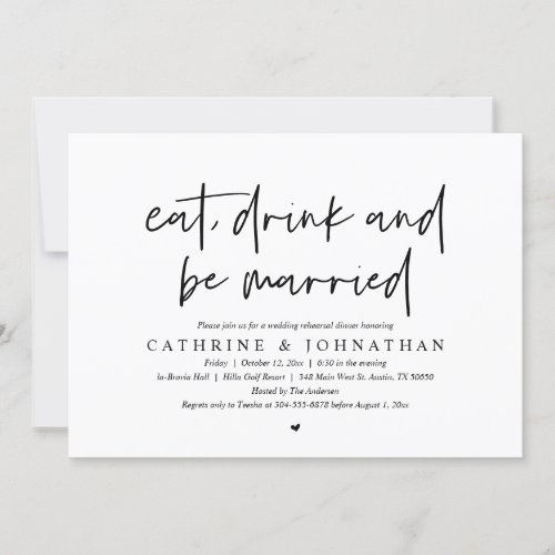 Eat Drink and be Married Wedding Rehearsal Dinner Invitation