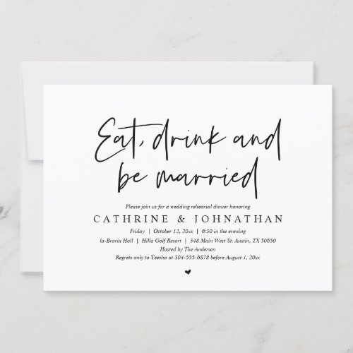 Eat Drink and be Married Wedding Rehearsal Dinner Invitation