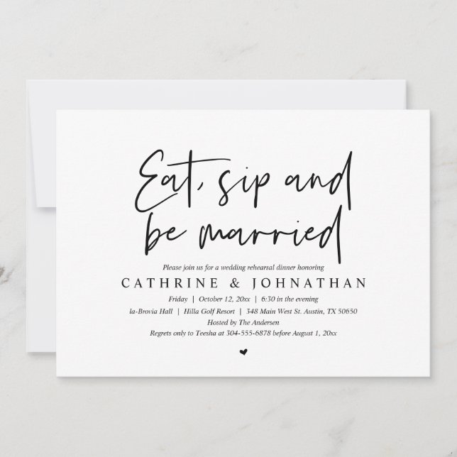 Eat, Drink and be Married Wedding Rehearsal Dinner Invitation (Front)