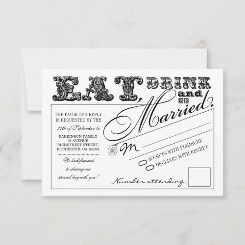 eat drink and be married wedding RSVP