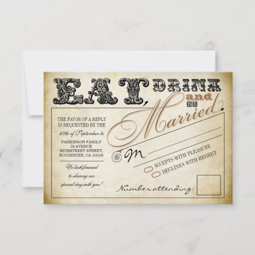 eat drink and be married wedding RSVP