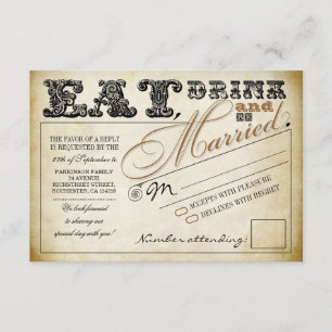 eat drink and be married wedding RSVP Card