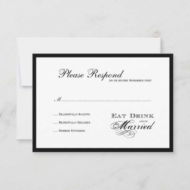 Eat Drink and be Married  Wedding rsvp Card (Front)