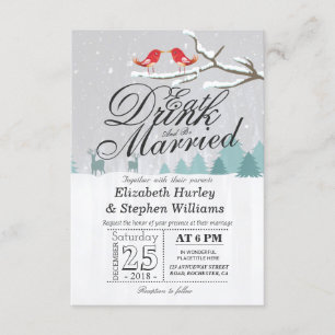 EAT Drink and Be Married Winter Wedding Invitation