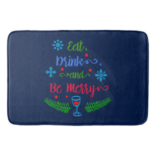 Eat, Drink and Be Merry, Christmas Holiday Bath Mat
