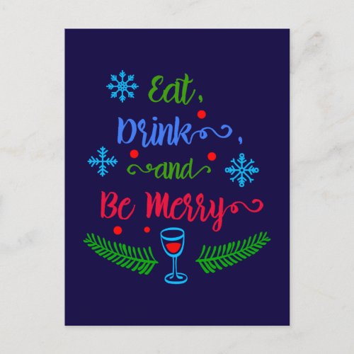 Eat Drink and Be Merry Christmas Holiday ZSSPG Holiday Postcard