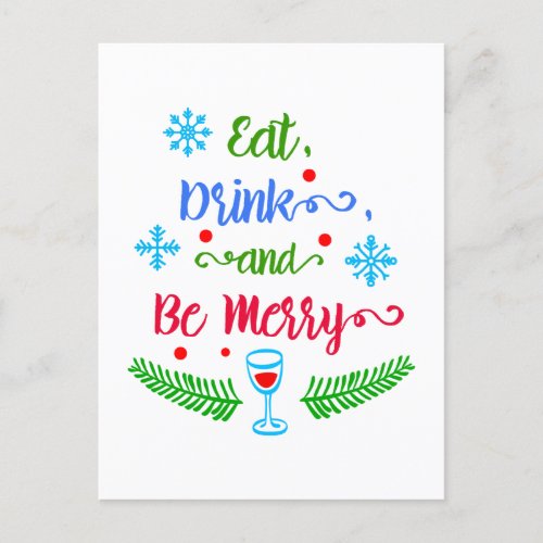 Eat Drink and Be Merry Christmas Holiday ZSSPG Holiday Postcard