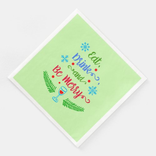 Eat Drink and Be Merry Christmas Holiday ZSSPG Paper Dinner Napkins