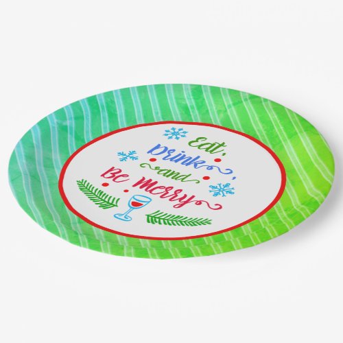 Eat Drink and Be Merry Christmas Holiday ZSSPG Paper Plates