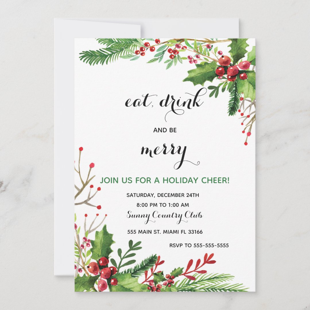 Eat drink and be merry christmas invitation | Zazzle