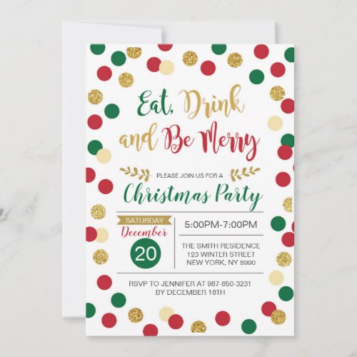Eat Drink and Be Merry Christmas Invitation
