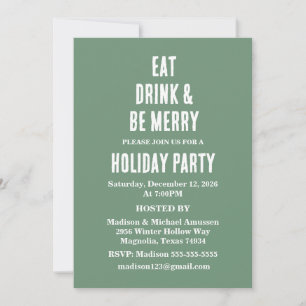 Eat Drink And Be Merry Christmas Invitation