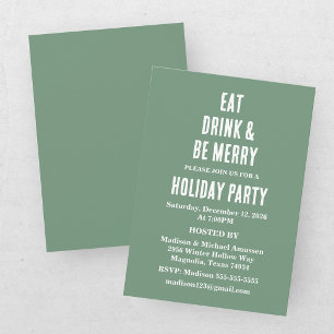 Eat Drink And Be Merry Christmas Invitation