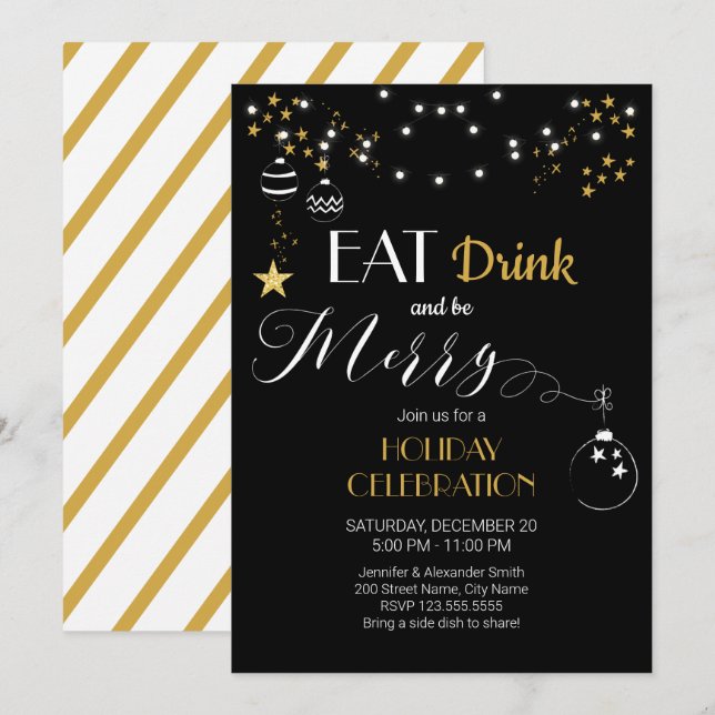 Eat Drink and be Merry Christmas Invitation (Front/Back)