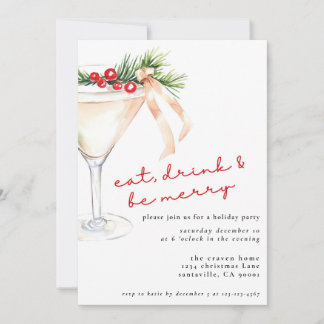 Eat, Drink and Be Merry Christmas Martini Holiday Card