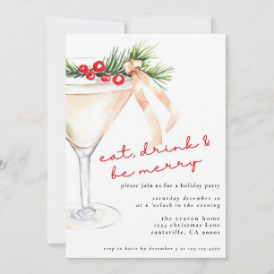 Eat, Drink and Be Merry Christmas Martini Holiday Card