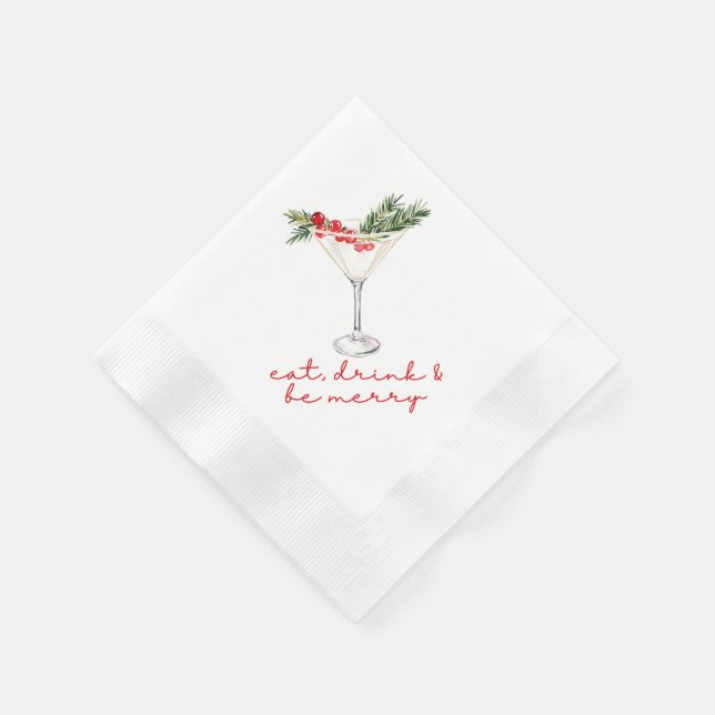 Eat, Drink, and Be Merry Christmas  Napkins (Corner)