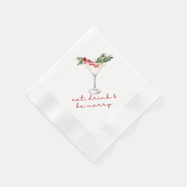 Eat, Drink, and Be Merry Christmas  Napkins (Corner)