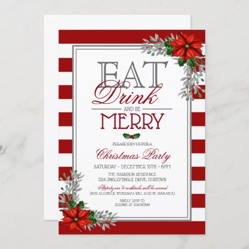 Eat Drink and be Merry Christmas Party Invitation