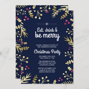 Eat, Drink and Be Merry Christmas Party Invitation