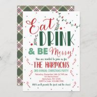 Eat Drink and Be Merry Christmas Party Invitation