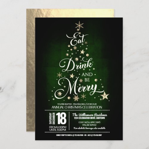 Eat Drink and Be Merry Christmas Party Invitation