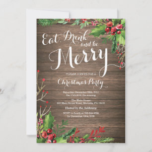 Eat Drink and Be Merry Christmas Party Invitation